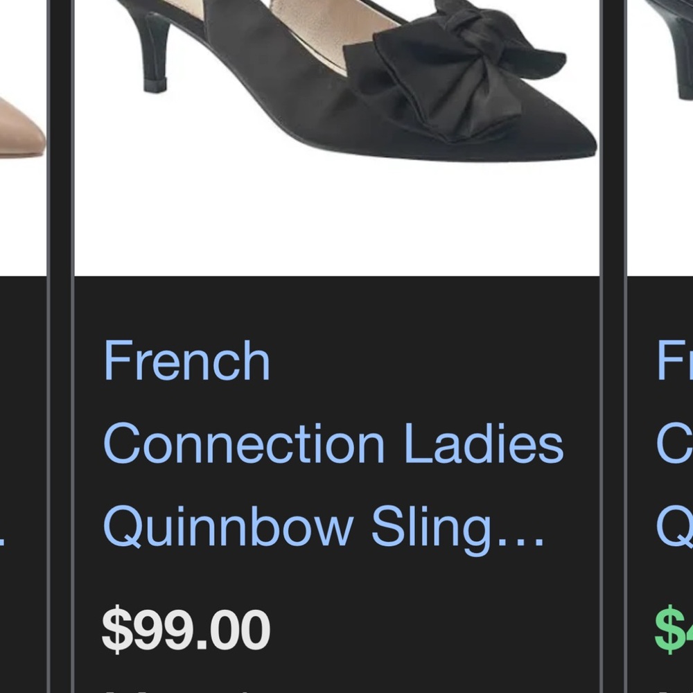 French Connection Black Bow Slingback Heels